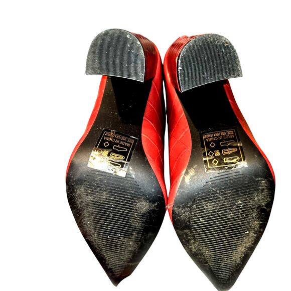 Qupid 6 Red Faux Alligator Women's Ankle Boots 4 Inch High Heel Shoe Girl's - Picture 8 of 9